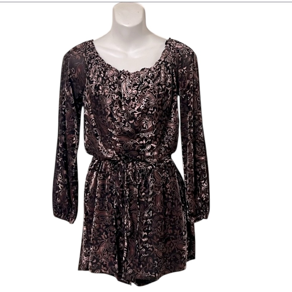 Ecote’ Long Sleeve Paisley Velour Women’s Long sleeve Romper Sz S